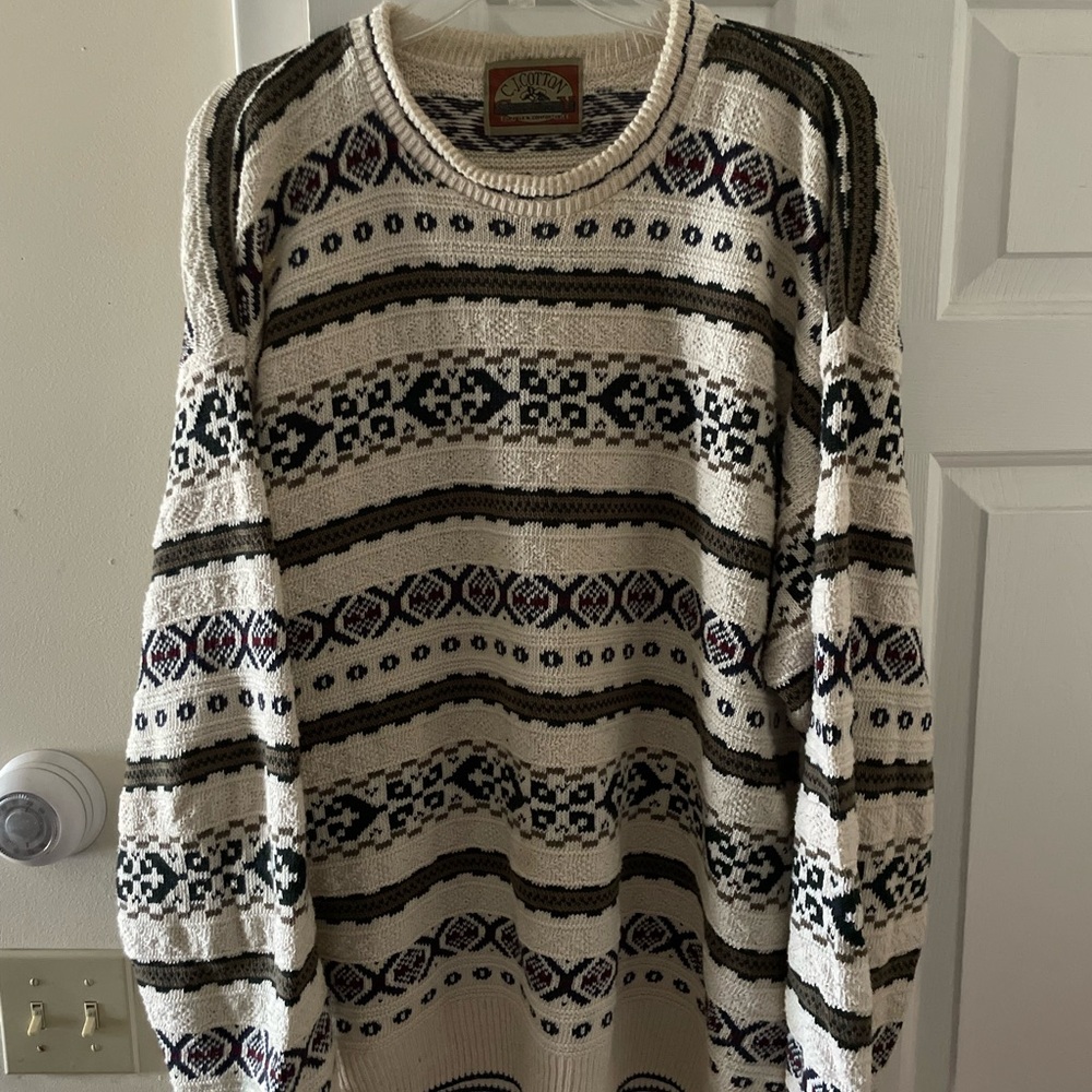 C.J. Cotton Company Vintage Patterned Sweater